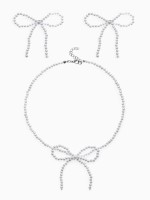 Набор 2 предмета: серьги, колье «Жемчуг» бантик, белый в серебре, 35 см