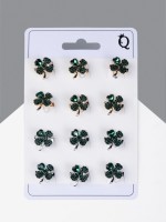 Брошь «Клевер» кошачий глаз, МИКС(неделимая фасовка 12 шт., цена за шт.)