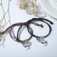 Браслеты парные «Неразлучники» панды, чёрно-коричневые, L=12.5 см