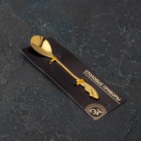 Ложка десертная Magistro «Перо», 12,5 см, цвет золотой