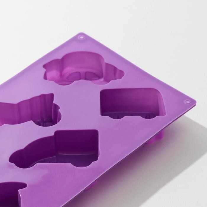 Форма для выпечки Доляна «Транспорт», 30×17,5 см, 6 ячеек (9×5,5×3,5 см), цвет МИКС