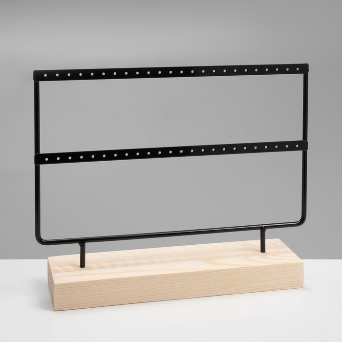 Подставка под серьги QF, 2 яруса, на 24 пары серёг, 27×7×20, цвет чёрный