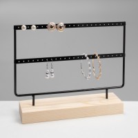 Подставка под серьги QF, 2 яруса, на 24 пары серёг, 27×7×20, цвет чёрный