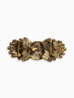 Зажим для кардигана «Перья», цвет белый в чернёном золоте