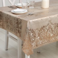 Клеёнка столовая ПВХ , ширина 137 см, толщина 0,25 мм, рулон 20 метров, цвет золотой