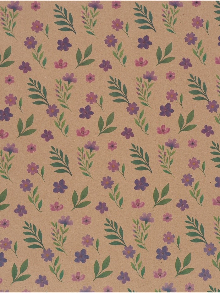 Бумага упаковочная крафтовая «Сиреневые цветы», 50 × 70 см