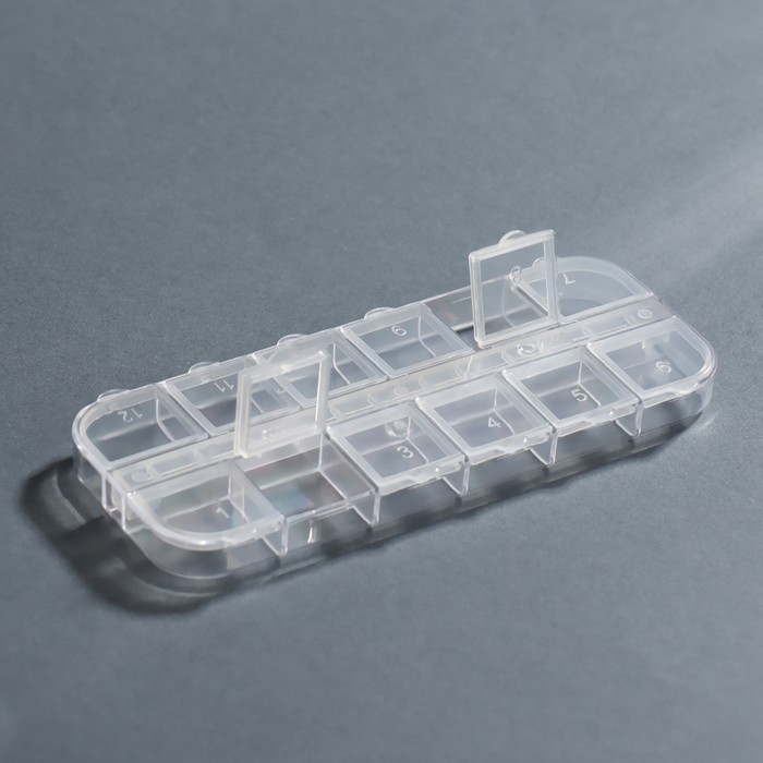 Органайзер для хранения мелочей, 12 ячеек, 13×5.3×1.3 см, прозрачный