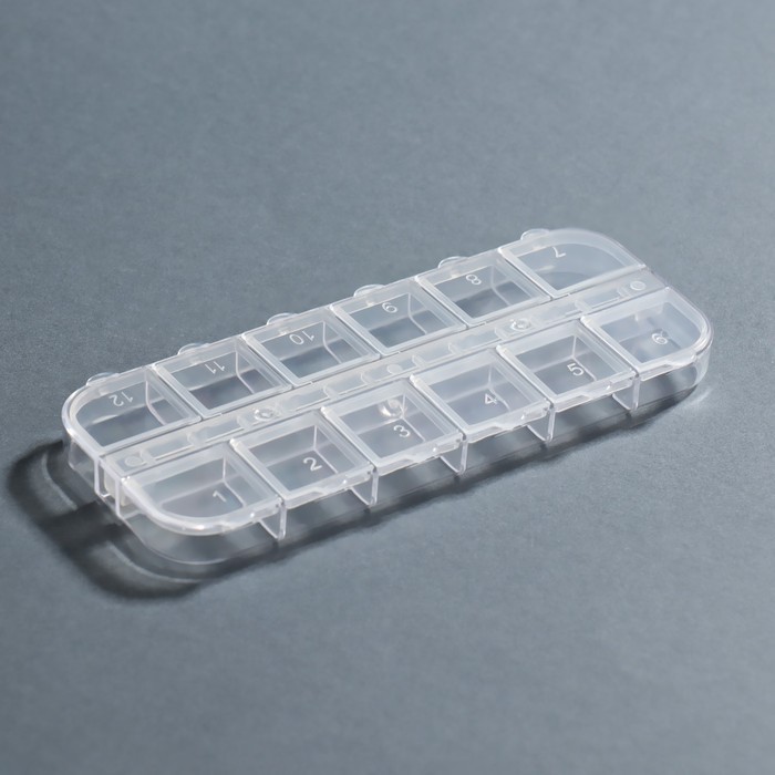 Органайзер для хранения мелочей, 12 ячеек, 13×5.3×1.3 см, прозрачный