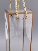 Коробка из PET с ручками, прозрачная с золотым, 9×9×34 см