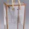 Коробка из PET с ручками, прозрачная с золотым, 9×9×34 см