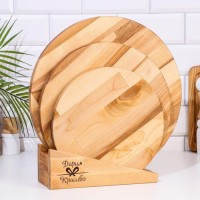 Набор досок разделочных "Круг" в кассете D=35х1,8;30х1,8;25х1,8 см