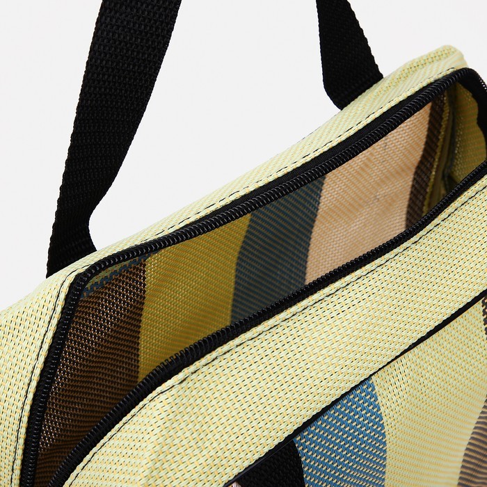 Косметичка на молнии, с ручками, зелёная/коричневая