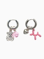 Серьги со съёмным элементом «Трансформер» мишка, цвет розовый в серебре