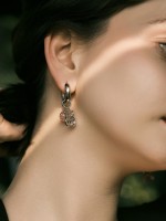 Серьги со съёмным элементом «Трансформер» мишка, цвет розовый в серебре