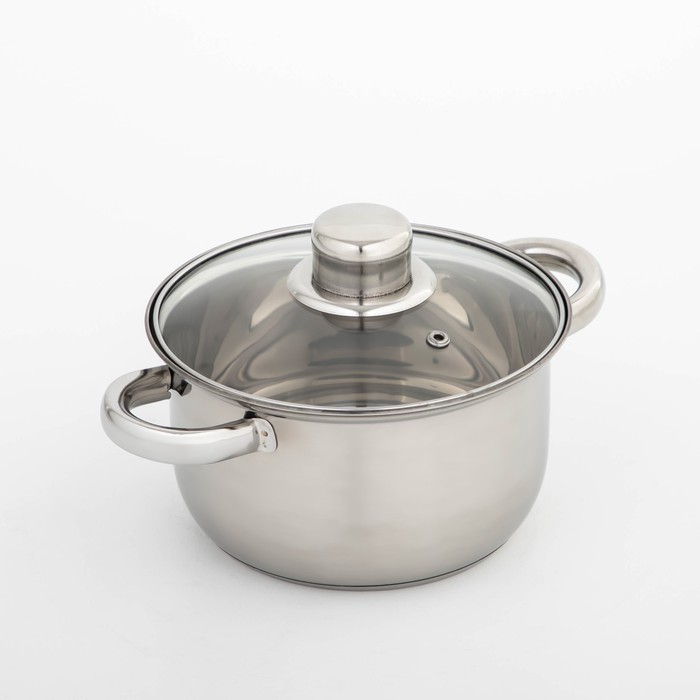 Кастрюля Доляна «Классика», 2,2 л, d=19 см, стеклянная крышка