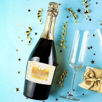 Наклейка на бутылку на свадьбу «Свадебное шампанское», вензеля, 12 × 8 см