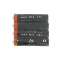 Батарейка солевая Luazon Heavy Duty, AAA, R03, спайка, 4 штуки