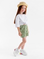 Шорты для девочки, MINAKU: Jeans Collection, зелёные, рост 122 см