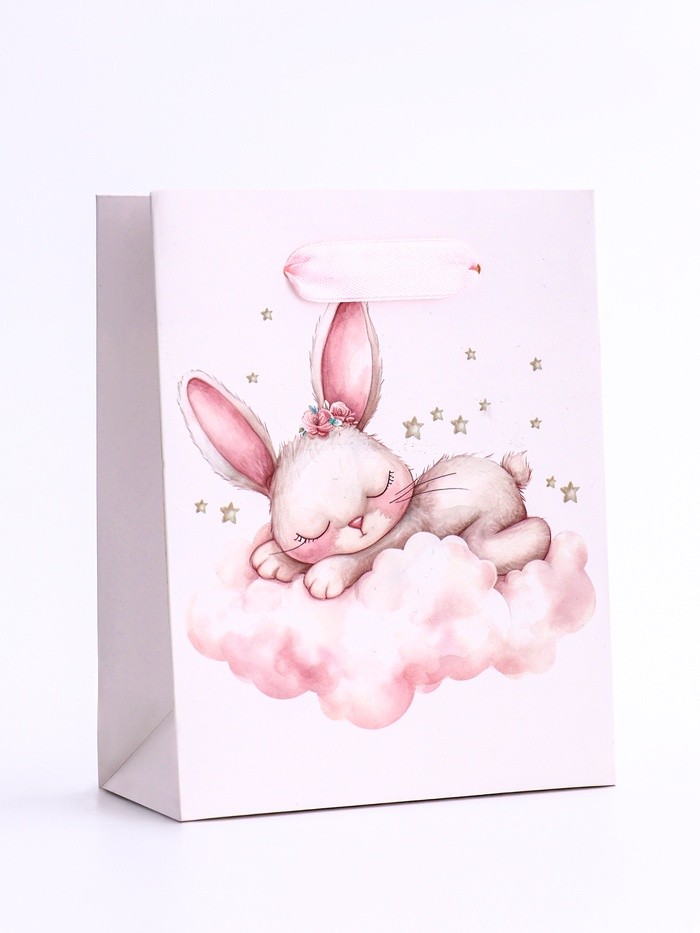 Пакет подарочный вертикальный «Зайка», S 12×15×5.5 см