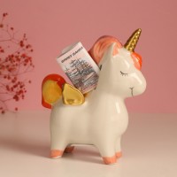 Копилка керамика "Единорожка с золотыми крылышками и рогом" 15,5х6,9х18 см