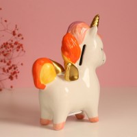 Копилка керамика "Единорожка с золотыми крылышками и рогом" 15,5х6,9х18 см