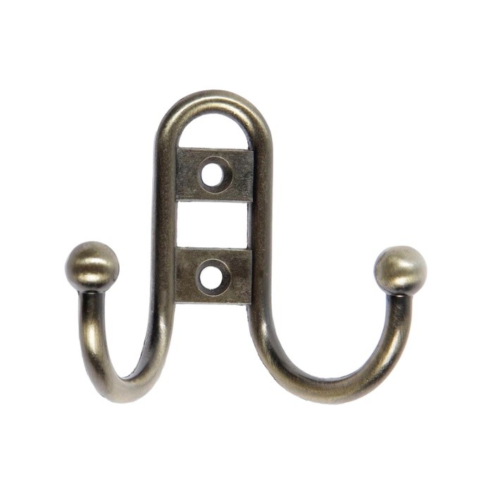 Крючок мебельный ТУНДРА TKd=016, двухрожковый, бронза