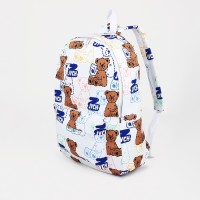 Рюкзак школьный на молнии из текстиля, наружный карман, цвет белый/чёрный