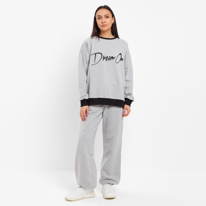 Костюм женский (свитшот, брюки) MINAKU: Casual Collection, размер 44, серый