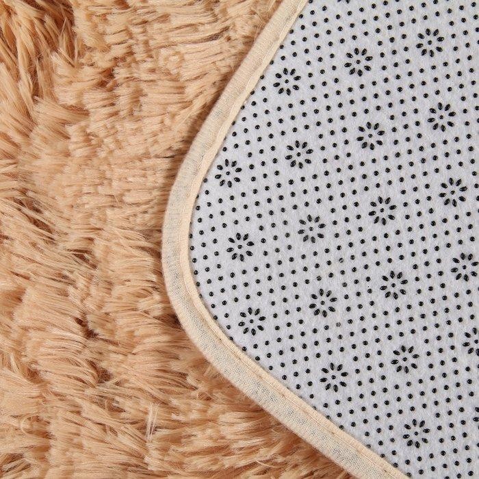 Набор ковриков для ванной и туалета Доляна «Плюшевый», 3 шт: 34×40, 40×50, 50×80 см, цвет бежевый