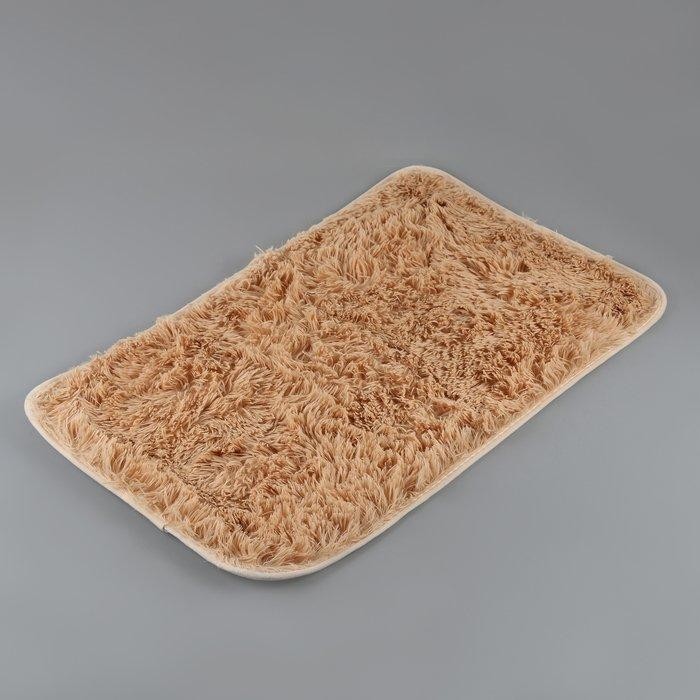 Набор ковриков для ванной и туалета Доляна «Плюшевый», 3 шт: 34×40, 40×50, 50×80 см, цвет бежевый