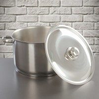 Кастрюля цельнотянутая «Профи», 10 л, d=28 см, металлическая крышка, с теплораспределительным слоем, капсульное дно, цвет серебряный