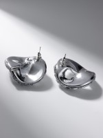 Серьги со стразами QF «Блеск» бублик, белые в серебре