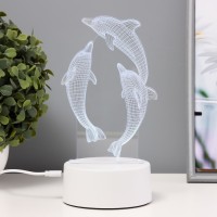 Светильник сенсорный "Дельфины" LED 7 цветов USB/от батареек белый  RISALUX