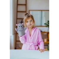 Мочалка варежка детская Доляна «Бегемотик», для купания, 21 см
