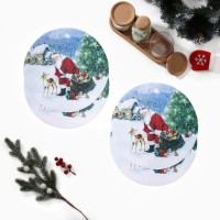 Набор сервировочных салфеток на стол "Рождественский вечер" 30х30см-4 штуки, 100% п/э, оксфорд 420 г/м2