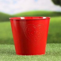 Кашпо «Ведерко с сердцем», 18×18×15 см, красное