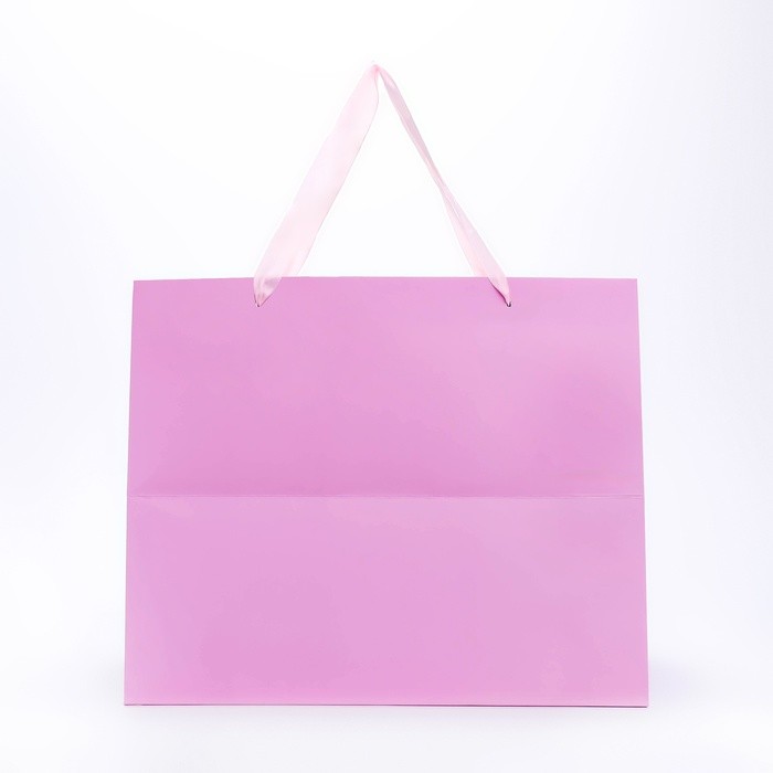 Пакет подарочный с широким дном 35×29×28 см, розовый