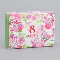 Коробка складная для 6 конфет без окна «С 8 марта», 13.7×9.8×3.8 см