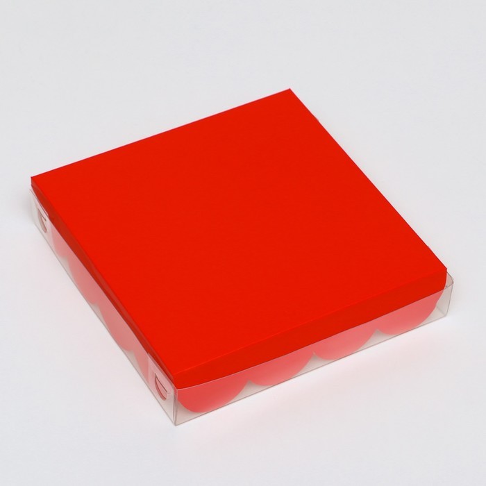 Коробка для печенья, красная, 15×15×3 см