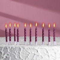 Свечи в торт «Спираль», 10 шт., средние, 5 см, фиолетовый металлик