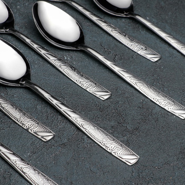 Набор ложек столовых «Паритто», h=19 см, 12 шт, цвет серебряный