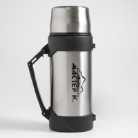 Термос Мастер К «Тропа», 31.5×12 см, с кружкой, сохраняет тепло 24 ч, нержавеющая сталь, серебристое