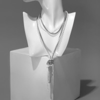 Бусы «Трансформер» 2 нити (несколько способов носки), жемчужные, цвет бело-серебряный, 118см