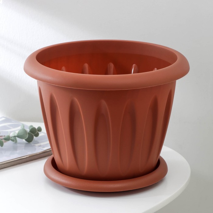 Горшок с поддоном «Фелиция», 1,8 л, цвет терракотовый
