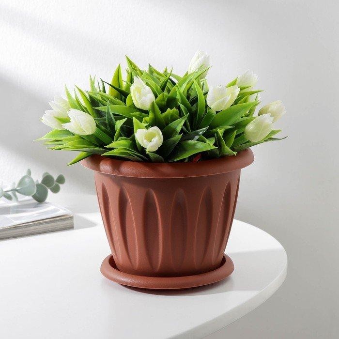 Горшок с поддоном «Фелиция», 1,8 л, цвет терракотовый