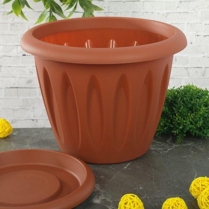 Горшок с поддоном «Фелиция», 1,8 л, цвет терракотовый