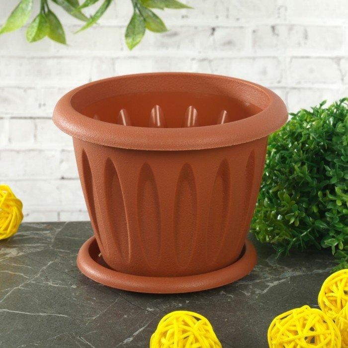 Горшок с поддоном «Фелиция», 1,8 л, цвет терракотовый