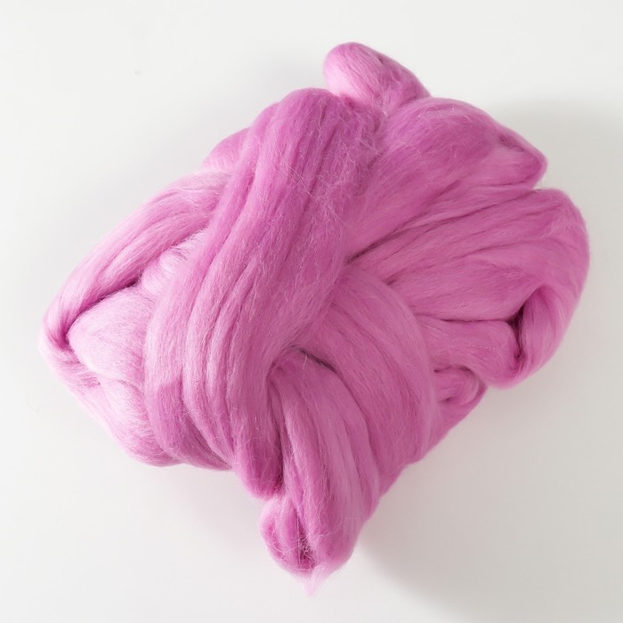 Гребенная лента 100% полутонкая шерсть 100гр (29 Розовая Сирень)
