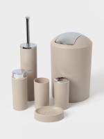 Набор аксессуаров для ванной комнаты SAVANNA «Сильва», 6 предметов (дозатор, мыльница, 2 стакана, ёршик, ведро), цвет серый