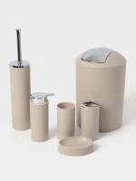 Набор аксессуаров для ванной комнаты SAVANNA «Сильва», 6 предметов (дозатор, мыльница, 2 стакана, ёршик, ведро), цвет серый